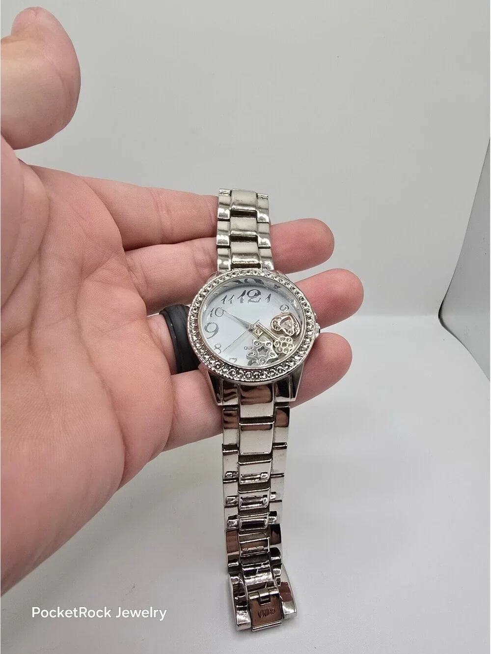 BWC Women’s Quartz Analog Watch White Dial Diamond Accent Silver Bracelet